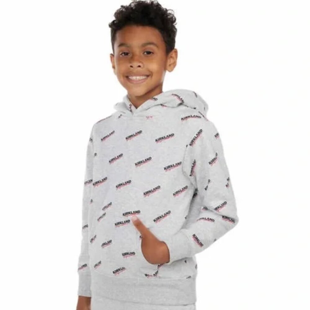 NWT Kirkland Signature Gray Youth Logo Hoodie